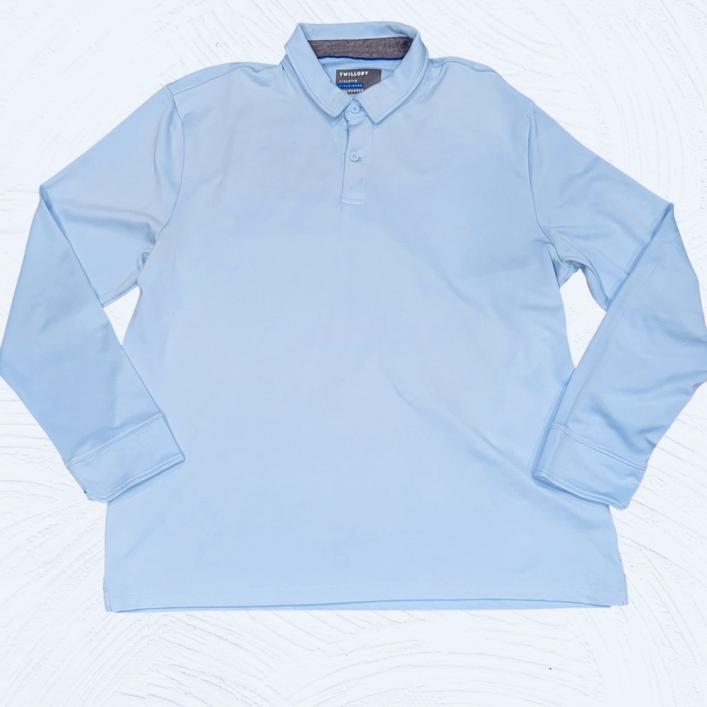 Twillory Athleisure Polo Shirt Mens 2XL Baby Blue Long Sleeve Performance Golf